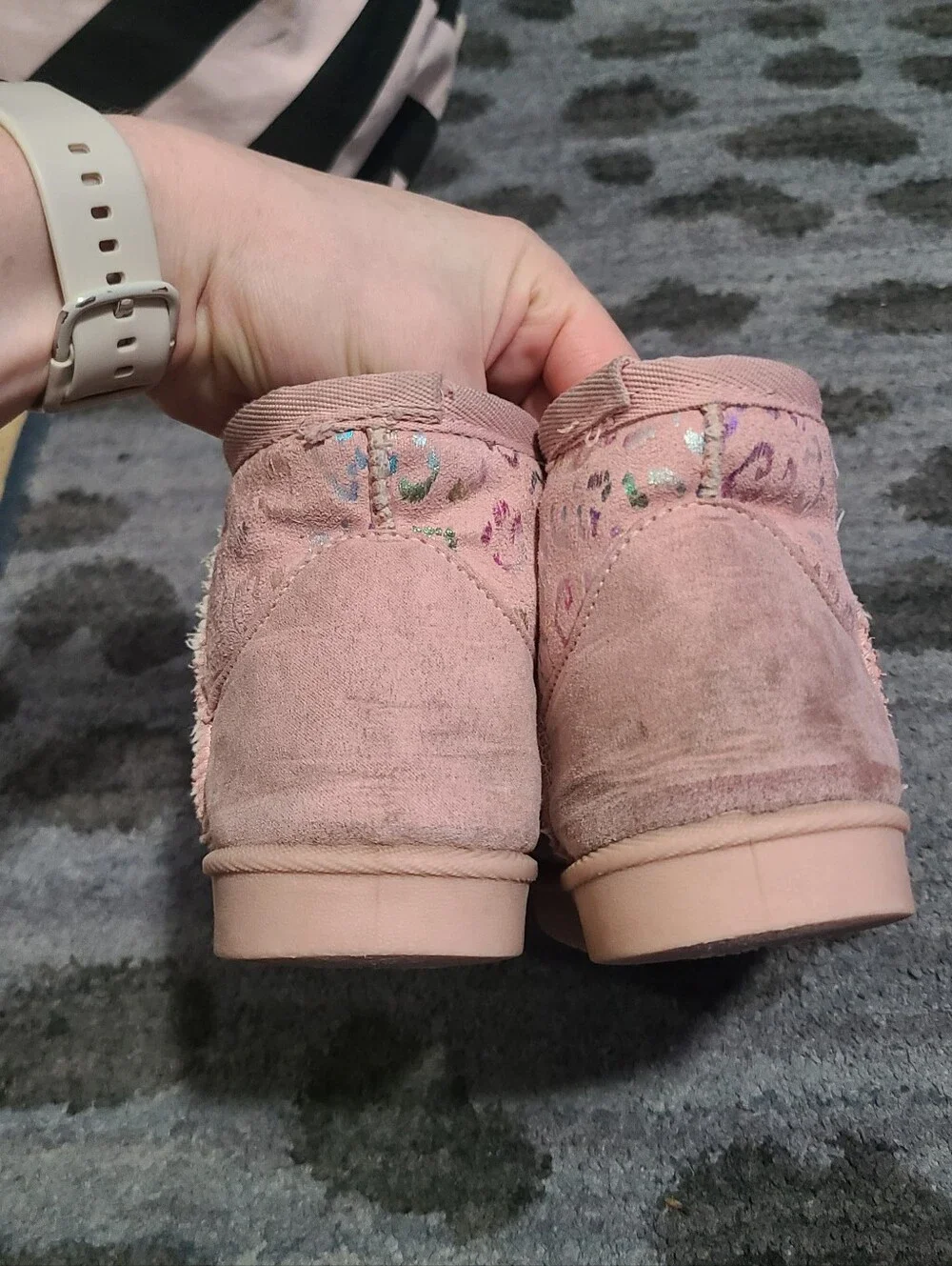 Girls Toddler Pink Fuzzy Boots sz 9/10c